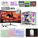Xaser Sword Cube X55 Ryzen 7 5700X 32GB Ram 1tb M.2 Nvme SSD 8gb RTX5060 Sıvı Soğutmalı 27" 200Hz Oyuncu Tavsiye Sistem - Beyaz - Var