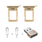XBC İPhone 12 Pro için 2 Adet iPhone12 Pro Nano Çift SIM Kart Tepsisi Yuvası Tutucu Adaptörü+USB-C Dişi USB-A Erkek Adaptör + 2 Adet Çıkarma Pimi… (Altın)