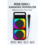 XBeam Mikrofonlu Bluetooth Hoparlör Rgb Led Işıklı Karaoke Bass Speaker