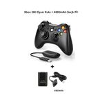 Xbox 360 Pc Uyumlu Kablosuz Analog Oyun Kolu Ve 4800mah Batarya Seti Siyah