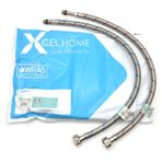 Xcel Home 2 x WRAS Onaylı 500 mm M10 (10 mm) x 1/2 inç Esnek Boru Musluk Konektörü (9 mm İç delik) Paslanmaz Çelik Örgülü
