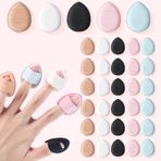 XEAOHESY 35 Parça Parmak Pudra Puf Mini Makyaj Puf Güzellik Makyaj Araçları Hidrofil Lateks İçermeyen Yumuşak Sünger Fondöten Kapatıcı Onarım Kremi Göz Farı Sıvı Kozmetik (5 Renk)