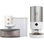 Xenon Smart Akıllı Kedi Besleme Seti | Kameralı Wi-Fi Çelik Hazneli Mama Kabı Mama Azalma Bildirimi (Çelik Kase, Sesli) + 3l Şarjlı Kablosuz Otomatik Su Pınarı (X8605-H310) - Beyaz