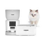 Xenon Smart Akıllı Otomatik Kameralı Kedi Mama Kabı Ultra Sessiz Su Şelalesi 2'li Pet Ürünleri Seti beyaz