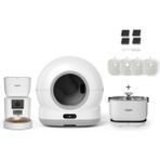 Xenon Smart Akıllı Otomatik Kameralı Kedi Tuvaleti Paslanmaz Çelik Kaseli 4lt Mama Kabı Akıllı Bataryalı Su Pınarı ve Filtre 4'lü Pet Seti - 58 x 53 x 51 cm - Beyaz