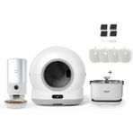 Xenon Smart Akıllı Otomatik Kameralı Kedi Tuvaleti Paslanmaz Çelik Kaseli 5lt Mama Kabı Akıllı Bataryalı Su Pınarı ve Filtre 4'lü Pet Seti - 58 x 53 x 51 cm - Beyaz