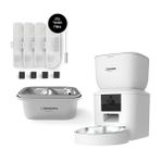 Xenon Smart Akıllı Otomatik Kedi Köpek Kameralı Beyaz Mama Kabı Ultra Sessiz Çelik Su Pınarı ve Yedek Filtre 3'lü Set