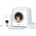 Xenon Smart Akıllı Otomatik Kedi Tuvaleti, Çift Kaseli Çelik Kedi Mama Kabı ve Ultra Sessiz Kedi Su Pınarı 3'lü Pet Ürünleri Seti - Beyaz