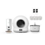 Xenon Smart Akıllı Otomatik Kedi Tuvaleti (Kameralı) Çelik Köpek Mama Kabı Şarjlı Bataryalı Su Pınarı Sebili ve Filtre (4 Adet) Evcil Hayvan 4'lü Pet Ürünleri Başlangıç Seti