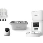 Xenon Smart Otomatik Mama Kabı Kameralı Kedi Su Pınarı Çelik Ev Kamerası Ve Yedek Filtre 4Lü Set Beyaz