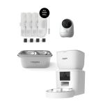 Xenon Smart Otomatik Mama Kabı (Kameralı), Kedi Su Pınarı (Çelik), Ev Kamerası Ve Yedek Filtre 4'Lü Set