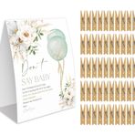 Xenseou Baby Shower için Bebek Oyunu, 50 Ahşap Mandal ve Bir İşaret, Adaçayı Yeşillik Çiçek Teması, Bebek Duş Süslemeleri için Pimler, Cinsiyet Gösterimi Oyunları, Bebek Duş Malzemeleri-BB26