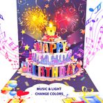 Xerteam Doğum günü kartları, 3D müzik doğum günü kartları, Pop Up Happy Birthday kartı, müzik ve ışıklar, tebrik kartları, zarflı doğum günü hediyesi, eş, anne, baba, arkadaşlar için