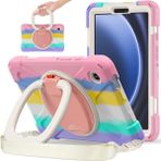 XFashion Samsung Galaxy Tab A9 Case Rotary Kickstand Pc+Silikon Kapak Kayış (Yurt Dışından)