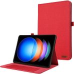 XFashion Xiaomi Pad 6s Pro 12.4 Kumaş Doku Deri Tablet Standı Kapaklı Kart Tutucu (Yurt Dışından) - Kırmızı