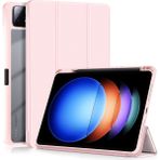 XFashion Xiaomi Pad 6s Pro 12.4 Üç Katlı Stand Pu Deri Tablet Kapağı (Yurt Dışından) - Pembe