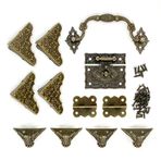 XFYBZN Antika Takı Kutusu Kilit Mandalları Menteşeleri Retro Çekmece Kolu Vintage Kutu Ayaklar Köşe Koruyucu Vidalar Donanım Kiti Dekoratif Küçük Takı Hediye Kutusu Ahşap Kılıf El Sanatları DIY (Bir Set)