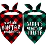 XGXHZYLC Veilpuo Noel Köpek Bandana, 2 Paket Kırmızı Yeşil Ekose Evcil Bandana Üçgen Önlükler Kedi Eşarp Seti