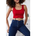 Xhan 1KXK2-44734-04 Kırmızı U Yaka Kaşkorse Kadın Atlet