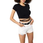Xhan 1YXK1-45021 Bağcıklı Siyah Kadın T-Shirt