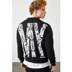 Xhan 2KXE8-45352-02 Arkası Baskılı Siyah Erkek Sweatshirt