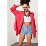 Xhan 2KXK2-45525-65 Kadın Fuşya Oversize Uzun Gömlek