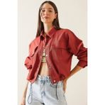 Xhan Kiremit Çift Cepli Çıtçıtlı Crop Ceket 5KXK4-48965-16