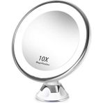 Xhang 10X Büyüteç Makyaj Vanity Ayna Taşınabilir LED Işık Vantuz 360 ° Dönen Makyaj Büyüteç Ev Masaüstü Bathr | Banyo Aynaları - Gümüş