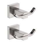 Xhang 2 Adet Paslanmaz Çelik Havlu Kanca Banyo Duş Robe 2 Kanca Şapka Giyim Duvar Kapı Askı Fırçası Çift Robe Kanca | Robe Hooks - Gümüş
