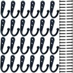 Xhang 24 Parça Ceket Kanca Duvara Monte Robe Kanca Tek Ceket Askısı Yok Çizim ve 50 Parça Vidalar Siyah | Robe Hooks