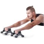 Xhang Çok Fonksiyonlu 3-In-1 Ev Egzersiz Ekipmanları, Abs Rulo Tekerlek - Yukarı Push Up Bars - Siyah