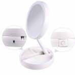 Xhang Katlanabilir USB Şarj Veya Pil LED Ayna Makyaj Beyaz Makyaj Kozmetik Ayna Işık ile 10X Büyüteç Masa Aynaları | Banyo Aynaları