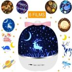 Xhang Renkli Projektör Lambası ve Gece Lambası 2 In 1 Evren Yıldızlı Gökyüzü Döndürmek LED Lamba Yanıp Sönen Yıldız Çocuklar Bebek Hediye USB Güç | LED Gece Işıkları - Beyaz