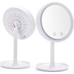 Xhang Vanity Ayna Fan 3 In 1 LED Mirrormagnifiing Ayna Yapmak 180 Derece Rotasyon Ayrılabilir Masa Aynası Ev Seyahati | Banyo Aynaları - Beyaz
