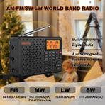 Xhdata D-109 Radyo Fm Am Sw Full Tam Bant Taşınabilir Radyolar Bluetooth Uyumlu Dijital Radyo Alıcısı Destek Tf Kart Mp3 Çalar - Siyah