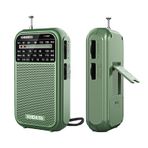 XHDATA D220 Taşınabilir Transistör Radyo, Küçük FM/AM/MW/SW Mini Cep Radyosu, AUX Kulaklık Çıkışı, Pil ile Çalışır, Yeşil