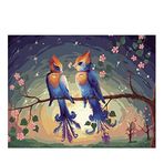 XIANGPEIFBH Ağaçtaki iki kuş kendin yap sayılarla boyama duvar sanatı resim kanvas tablolar sayılara göre çizim - 40x50 cm (16X20 inç) Çerçevesiz