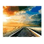 XIANGPEIFBH Demiryolu Manzara Resmi Kendin Yap Sayılarla Yağlı Boya Tablo Ev Dekoru Duvar Sanatı için -40x50 cm (16X20 inç) Çerçevesiz