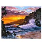 XIANGPEIFBH Deniz kenarı manzarası Oturma Odası Dekorasyonu için Manzara Tablosu Venedik Sayılarla Çizim Duvar Sanatı -40x50 cm (16X20 inç) Çerçevesiz
