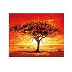 XIANGPEIFBH Gün Batımı Manzara Resmi Kendin Yap Sayılara Göre Yağlı Boya Tablo Ev Dekoru Duvar Sanatı - 40x50 cm (16X20 inç) Çerçevesiz