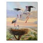 XIANGPEIFBH Kendin Yap sayılarla boyama duvar sanatı resmi Beyaz turna besleme kanvas tabloları sayılara göre çizim-40x50 cm (16X20 inç) Çerçevesiz