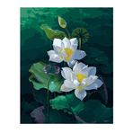 XIANGPEIFBH Kendin Yap Sayılarla Boyama Resimler Beyaz Lotus Kanvas Yağlıboya Tablo Ve Ev Dekoru Oturma Odası Duvar Sanatı -40x50 cm (16X20 inç) Çerçevesiz