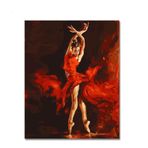 XIANGPEIFBH Kırmızı elbise dansçı Kendin Yap sayılarla boyama duvar sanatı resim kanvas tablolar sayılara göre çizim - 40x50 cm (16X20 inç) Çerçevesiz