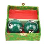Xiaokeis 2 Adet Baoding Topu, Çin Sağlık Egzersiz Stres Topları, Meditasyon Masajı Kutulu Hentbol, El Çare Egzersizi ve Stres Giderme için El Egzersiz Topu (Yeşil Tai Ji)