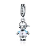 XIAOLW 925 Ayar Gümüş Nazarlık Fit 3 mm Nazarlık Bileklik Balon Çiçek Gözü Eşi Kız Anne Noel Doğum Günü Hediyesi (Akıllı Çocuk)