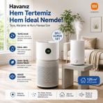 Xiaomi 125 M² Hepa Aktif Karbon Nemlendirici Akıllı Sensörlü Hava Temizleyici Cihaz Koku Giderici Beyaz Ev Ofis