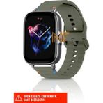 Xiaomi Amazfit Gts / Gts 2 / Gts 2e / Gt S3 / Gt S4 Mini Uyumlu Wave Silikon Kordon 20MM - Koyu Yeşil