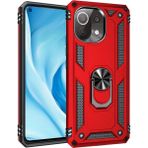 Xiaomi Mi 11 Lite Kılıf Sofya Yüzüklü Silikon Kapak - Kırmızı - Renkli