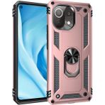 Xiaomi Mi 11 Lite Kılıf Sofya Yüzüklü Silikon Kapak - Rose - Renkli