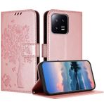 Xiaomi Mi 13 Pro için JayModCase Kılıf, Kart Yuvalı Deri Çevirmeli Kılıf Koruyucu Kılıf, Stand Fonksiyonu, Manyetik Kapatma, Mi 13 Pro ile Uyumlu Cep Telefonu Kılıfı - Pembe Altın